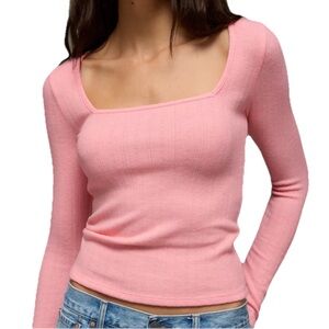 American Eagle Outfitters Pink Square Neck Long Sleeve Top Size XL super soft